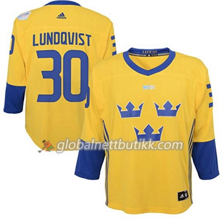 Sverige Hockeydrakt Henrik Lundqvist 30 World Cup i ishockey 2016 Gul Premier - Herre